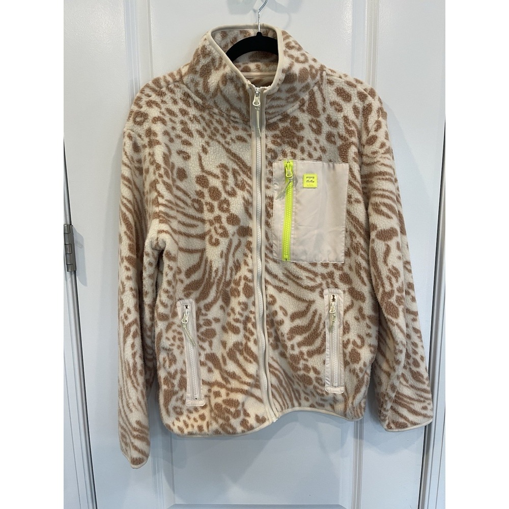 Billabong Women's Medium Adventure Division Full‎ Zipper Sweatshirt Animal Print